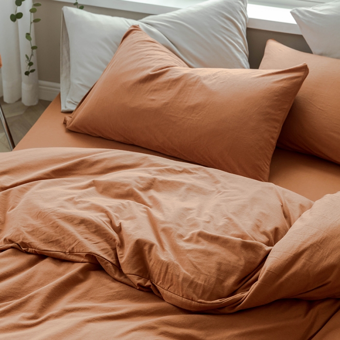 91家纺网 家纺一手货源 找家纺 华超针织 2021新款针织纯色四件套（纯色1）南瓜