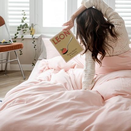 91家纺网 家纺一手货源 找家纺 华超针织 2021新款针织纯色四件套（纯色1）嫩粉