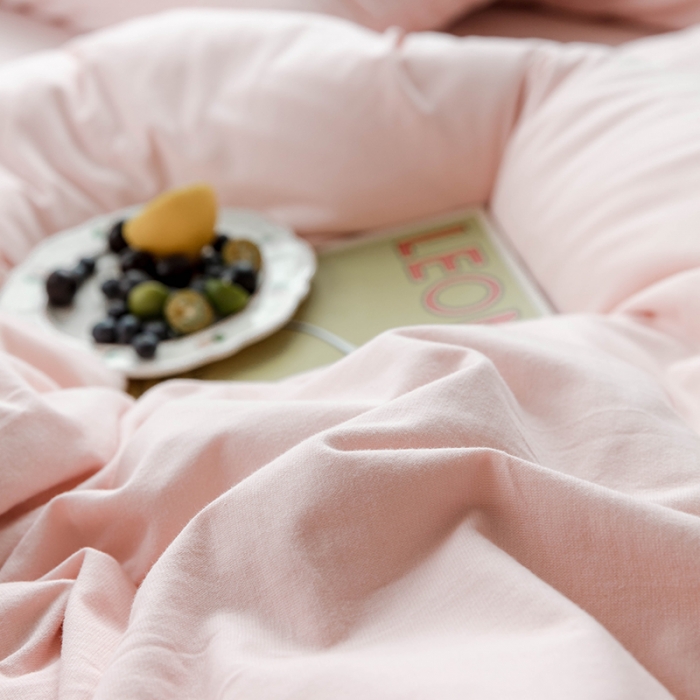 91家纺网 家纺一手货源 找家纺 华超针织 2021新款针织纯色四件套（纯色1）嫩粉