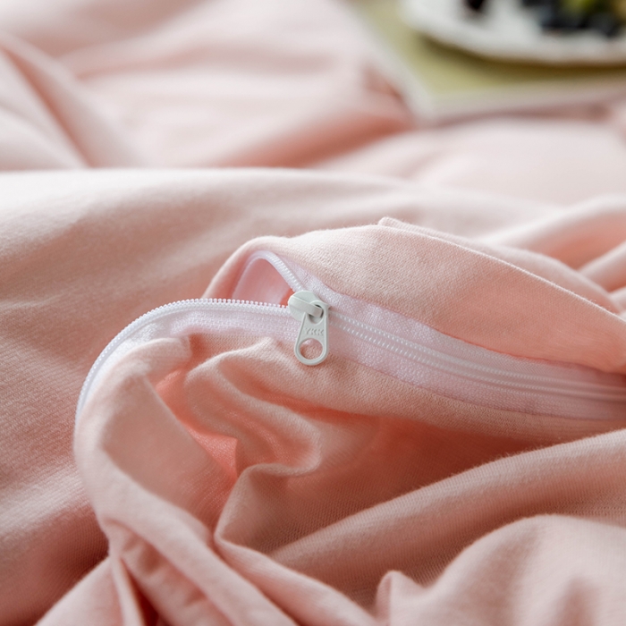 91家纺网 家纺一手货源 找家纺 华超针织 2021新款针织纯色四件套（纯色1）嫩粉