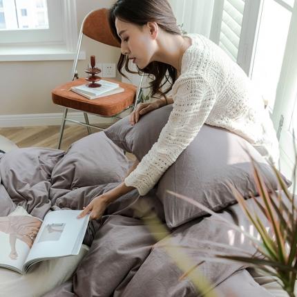 91家纺网 家纺一手货源 找家纺 华超针织 2021新款针织纯色四件套（纯色1）藕色