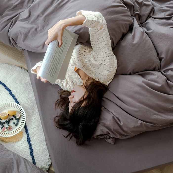 91家纺网 家纺一手货源 找家纺 华超针织 2021新款针织纯色四件套（纯色1）藕色