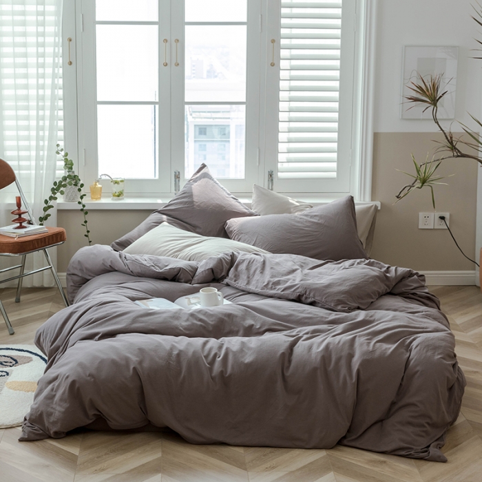 91家纺网 家纺一手货源 找家纺 华超针织 2021新款针织纯色四件套（纯色1）藕色