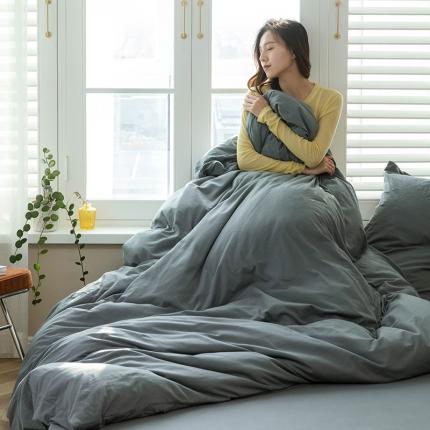 华超针织 2021新款针织纯色四件套（纯色1）深灰