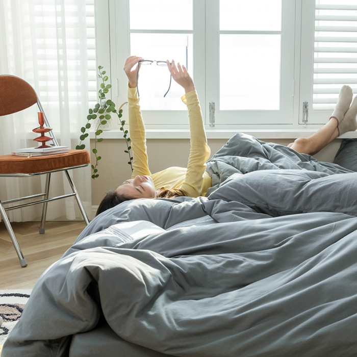 91家纺网 家纺一手货源 找家纺 华超针织 2021新款针织纯色四件套（纯色1）深灰