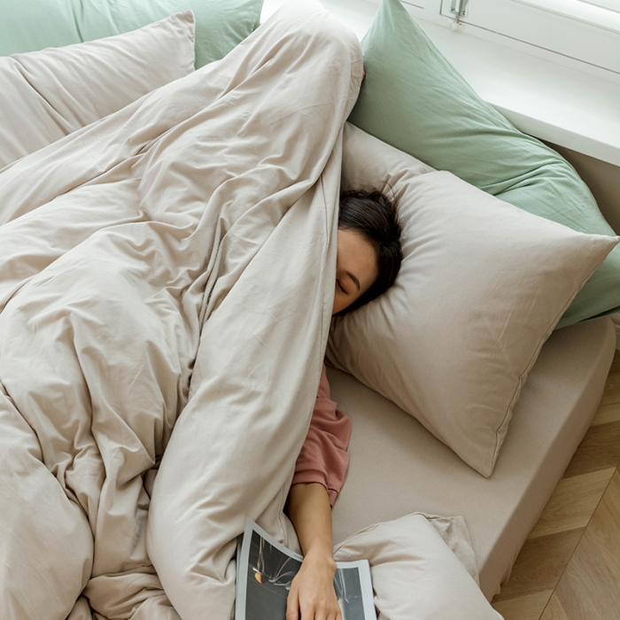 91家纺网 家纺一手货源 找家纺 华超针织 2021新款针织纯色四件套（纯色1）杏色