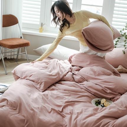 华超针织 2021新款针织纯色四件套（纯色1）紫粉