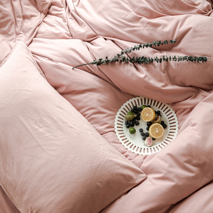 91家纺网 家纺一手货源 找家纺 华超针织 2021新款针织纯色四件套（纯色1）紫粉