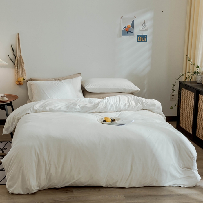 91家纺网 家纺一手货源 找家纺 华超针织 2021新款针织纯色四件套（纯色2） 白色