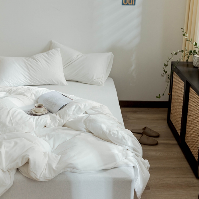 91家纺网 家纺一手货源 找家纺 华超针织 2021新款针织纯色四件套（纯色2） 白色