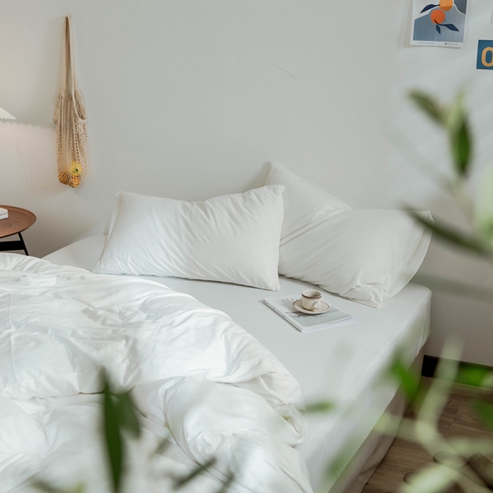 91家纺网 家纺一手货源 找家纺 华超针织 2021新款针织纯色四件套（纯色2） 白色