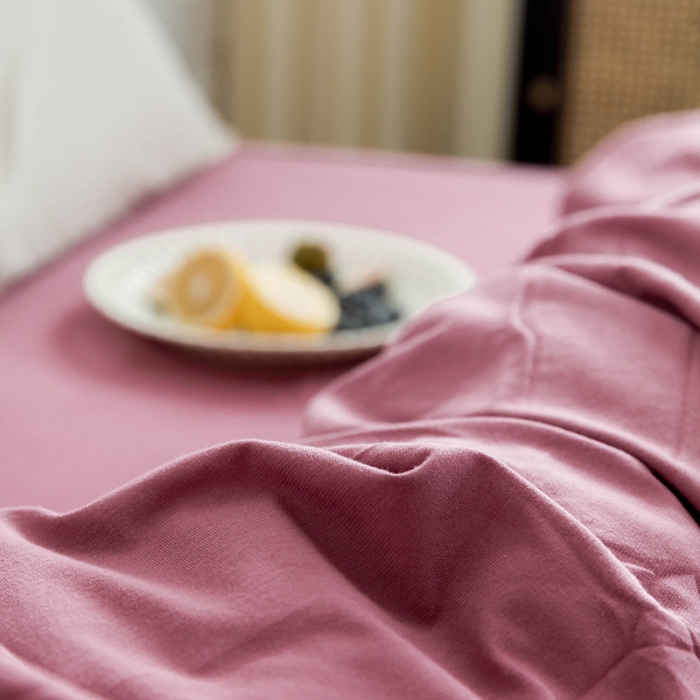 91家纺网 家纺一手货源 找家纺 华超针织 2021新款针织纯色四件套（纯色2） 豆沙