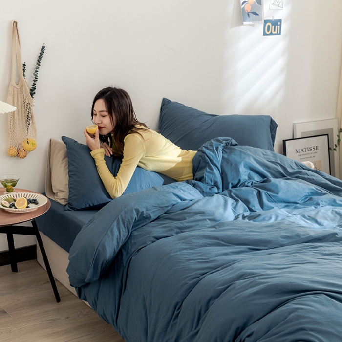 91家纺网 家纺一手货源 找家纺 华超针织 2021新款针织纯色四件套（纯色2） 海蓝