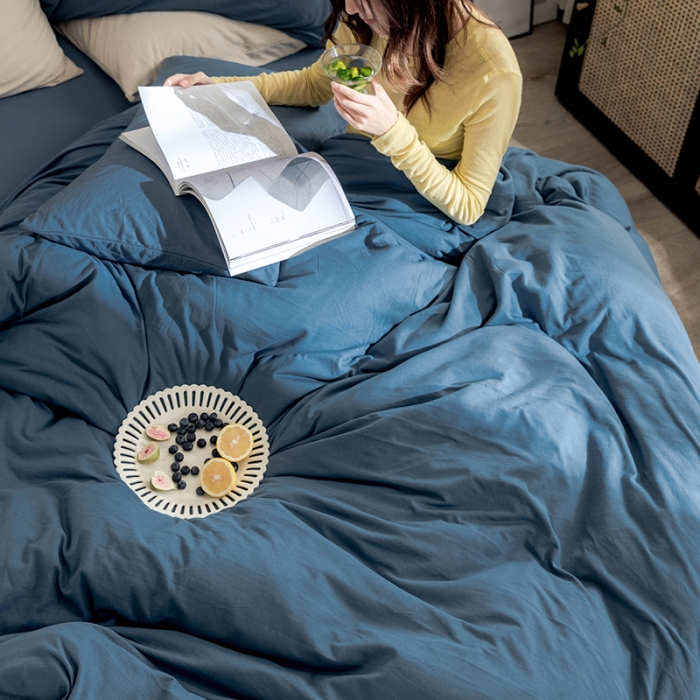 91家纺网 家纺一手货源 找家纺 华超针织 2021新款针织纯色四件套（纯色2） 海蓝