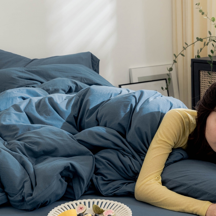 91家纺网 家纺一手货源 找家纺 华超针织 2021新款针织纯色四件套（纯色2） 海蓝