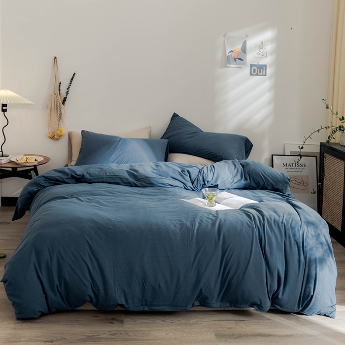 91家纺网 家纺一手货源 找家纺 华超针织 2021新款针织纯色四件套（纯色2） 海蓝