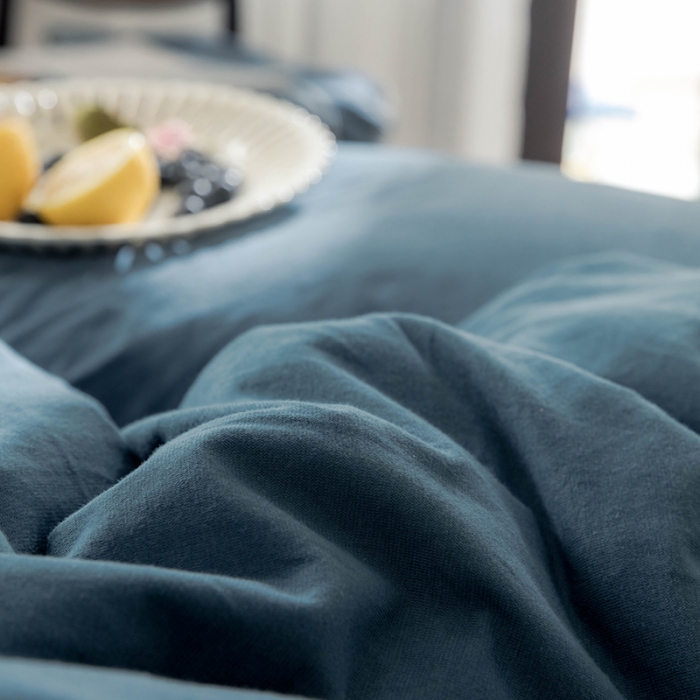 91家纺网 家纺一手货源 找家纺 华超针织 2021新款针织纯色四件套（纯色2） 海蓝