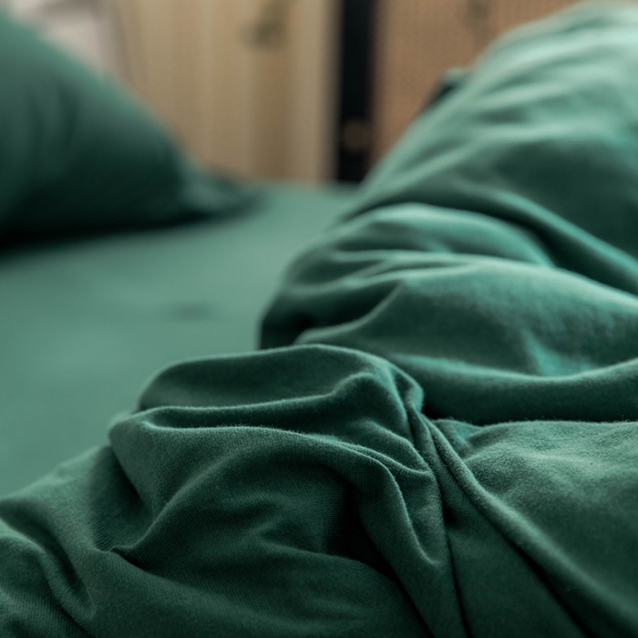 91家纺网 家纺一手货源 找家纺 华超针织 2021新款针织纯色四件套（纯色2） 墨绿