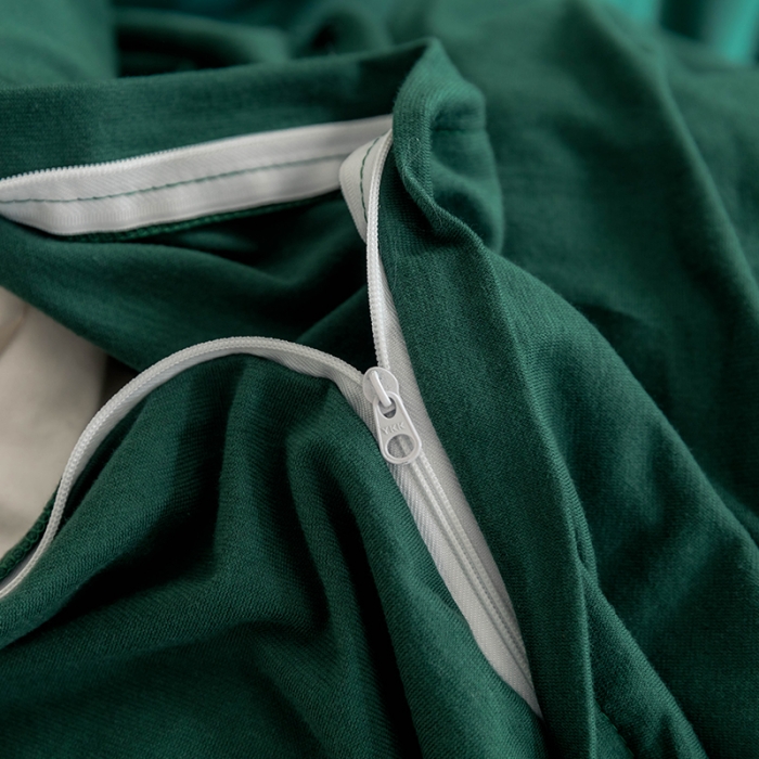 91家纺网 家纺一手货源 找家纺 华超针织 2021新款针织纯色四件套（纯色2） 墨绿