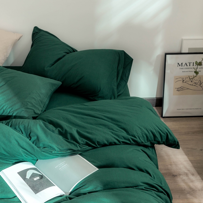 91家纺网 家纺一手货源 找家纺 华超针织 2021新款针织纯色四件套（纯色2） 墨绿