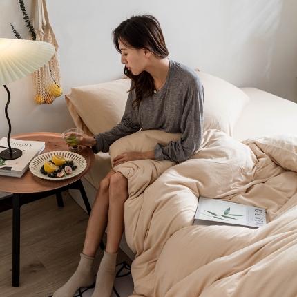 华超针织 2021新款针织纯色四件套（纯色2） 奶茶