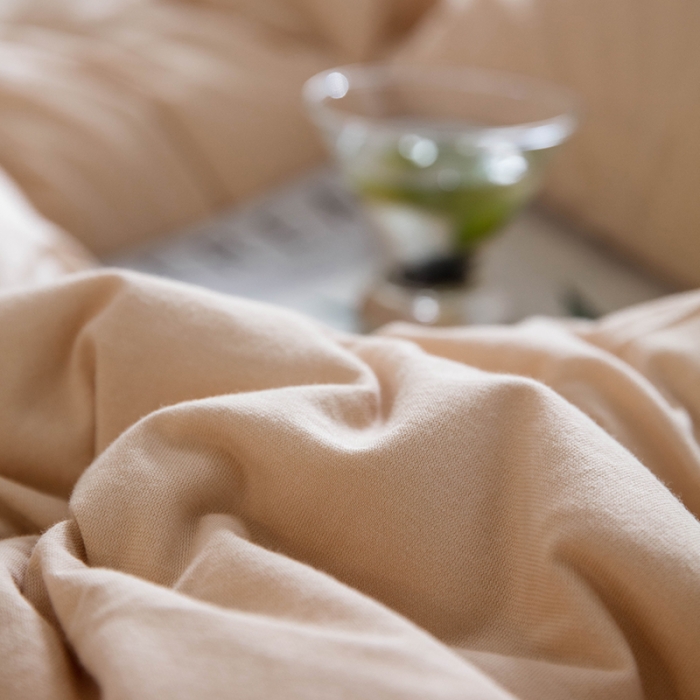 91家纺网 家纺一手货源 找家纺 华超针织 2021新款针织纯色四件套（纯色2） 奶茶