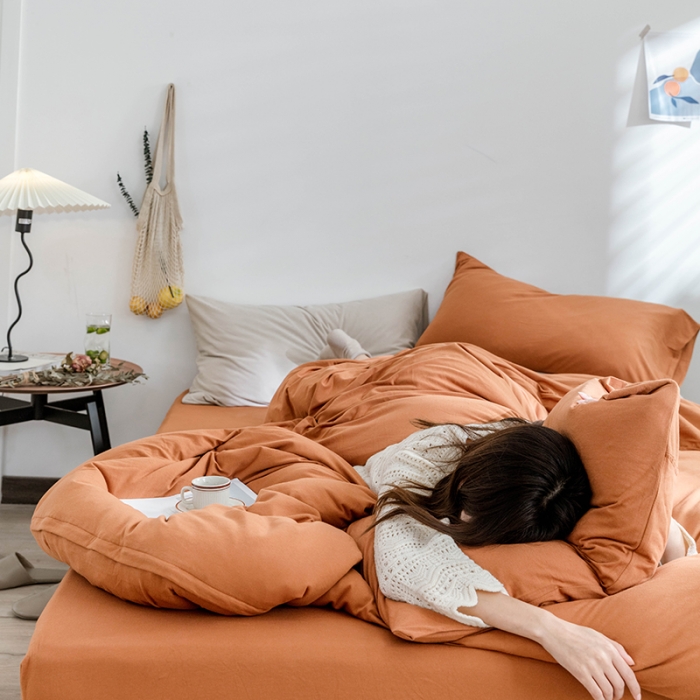 91家纺网 家纺一手货源 找家纺 华超针织 2021新款针织纯色四件套（纯色2） 南瓜