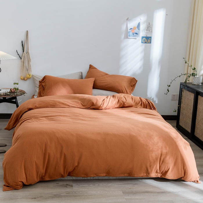 91家纺网 家纺一手货源 找家纺 华超针织 2021新款针织纯色四件套（纯色2） 南瓜