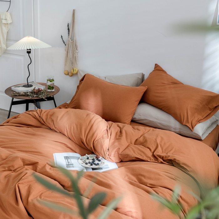 91家纺网 家纺一手货源 找家纺 华超针织 2021新款针织纯色四件套（纯色2） 南瓜