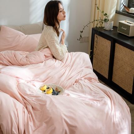 华超针织 2021新款针织纯色四件套（纯色2） 嫩粉