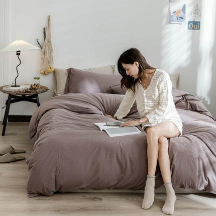 华超针织 2021新款针织纯色四件套（纯色2） 藕色