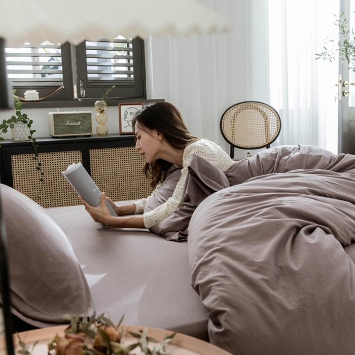 91家纺网 家纺一手货源 找家纺 华超针织 2021新款针织纯色四件套（纯色2） 藕色