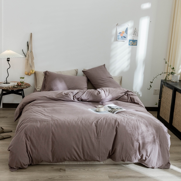 91家纺网 家纺一手货源 找家纺 华超针织 2021新款针织纯色四件套（纯色2） 藕色