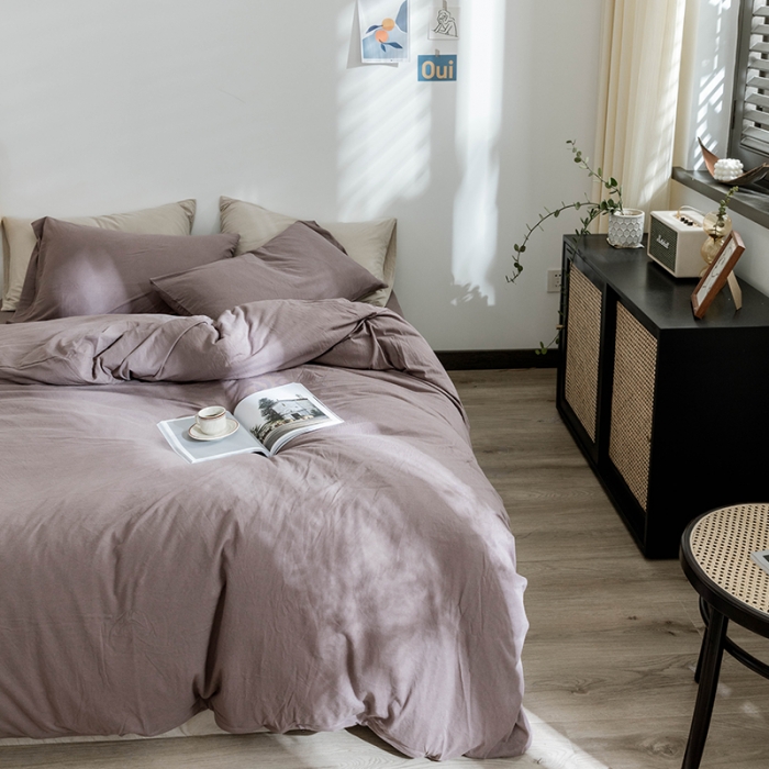 91家纺网 家纺一手货源 找家纺 华超针织 2021新款针织纯色四件套（纯色2） 藕色