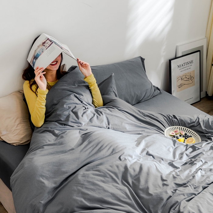 91家纺网 家纺一手货源 找家纺 华超针织 2021新款针织纯色四件套（纯色2） 深灰