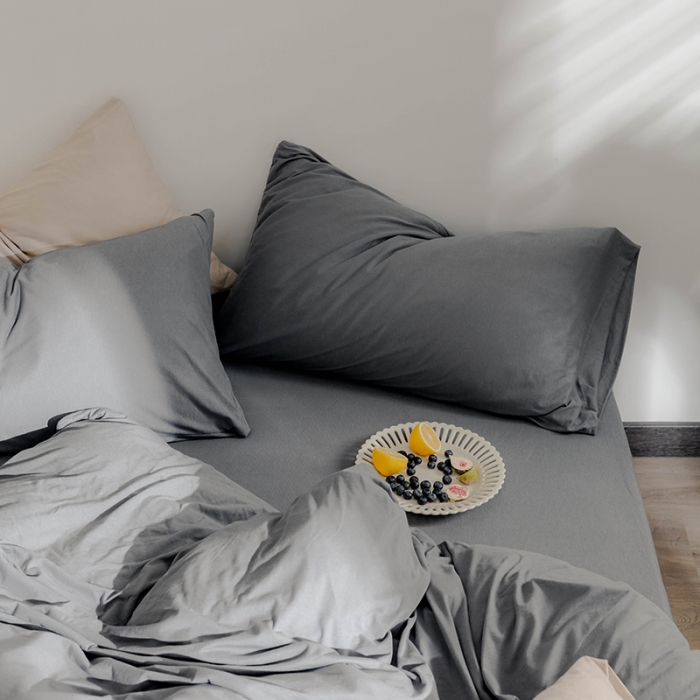 91家纺网 家纺一手货源 找家纺 华超针织 2021新款针织纯色四件套（纯色2） 深灰