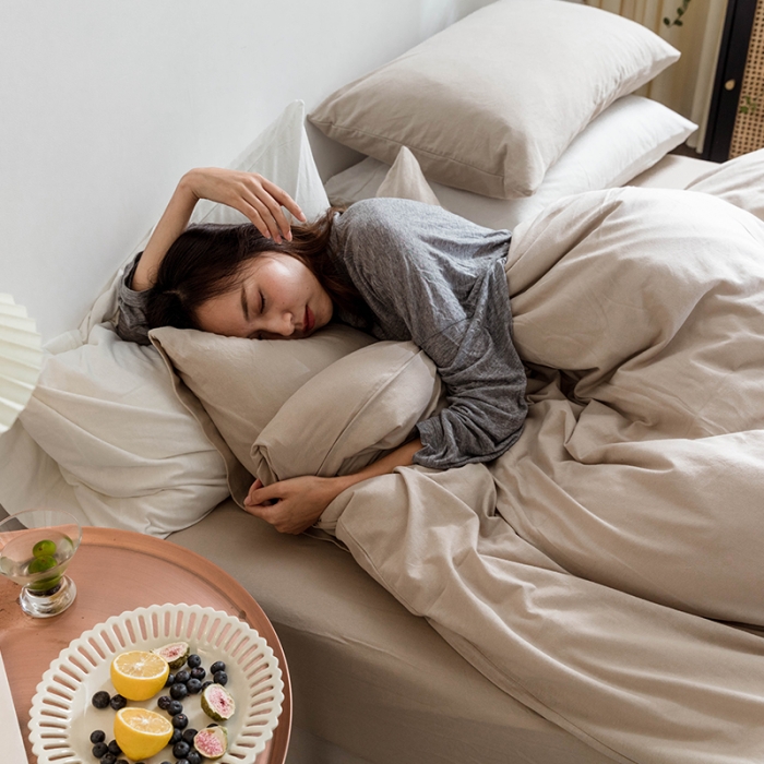 91家纺网 家纺一手货源 找家纺 华超针织 2021新款针织纯色四件套（纯色2） 杏色