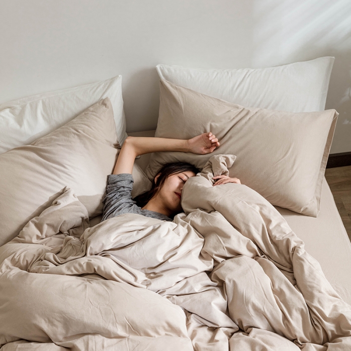 91家纺网 家纺一手货源 找家纺 华超针织 2021新款针织纯色四件套（纯色2） 杏色