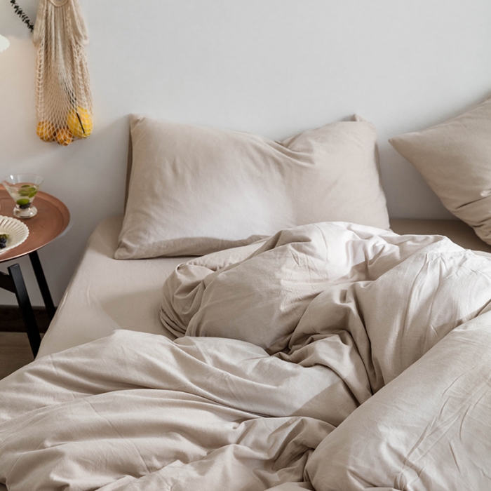 91家纺网 家纺一手货源 找家纺 华超针织 2021新款针织纯色四件套（纯色2） 杏色