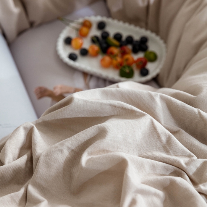 91家纺网 家纺一手货源 找家纺 华超针织 2021新款针织纯色四件套（纯色2） 杏色