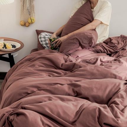 华超针织 2021新款针织纯色四件套（纯色2） 砖红