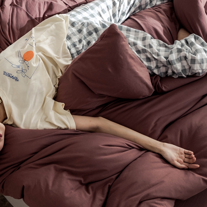 91家纺网 家纺一手货源 找家纺 华超针织 2021新款针织纯色四件套（纯色2） 砖红