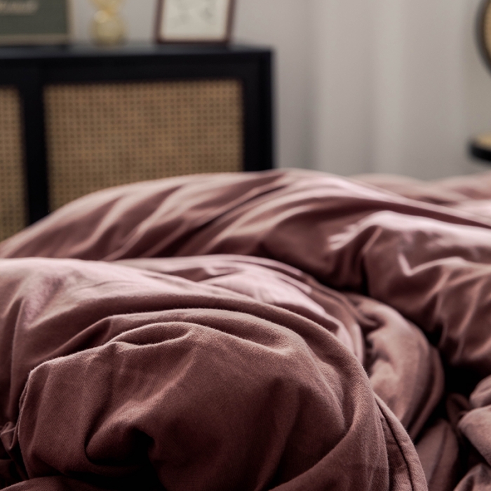 91家纺网 家纺一手货源 找家纺 华超针织 2021新款针织纯色四件套（纯色2） 砖红