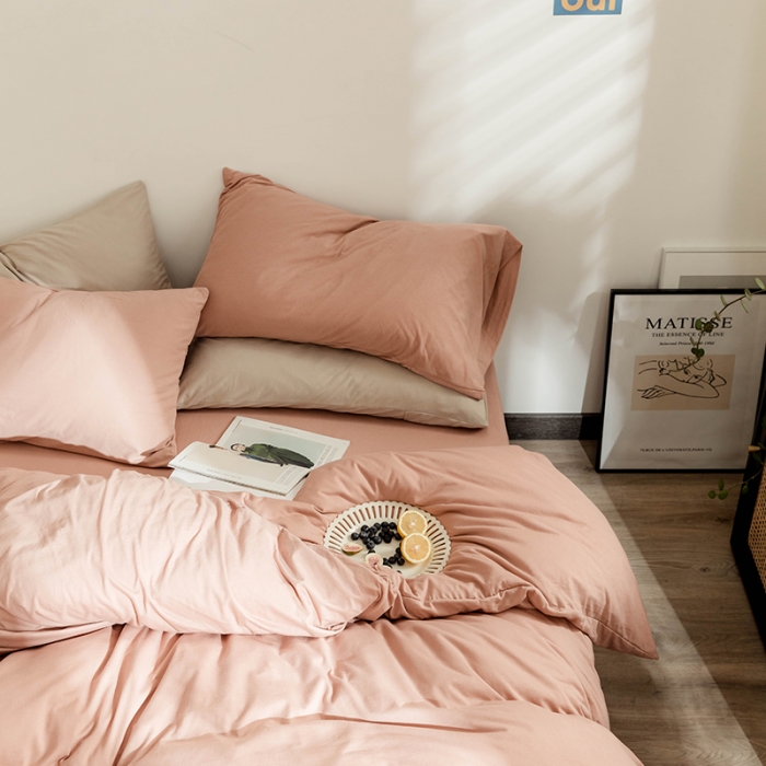 91家纺网 家纺一手货源 找家纺 华超针织 2021新款针织纯色四件套（纯色2） 紫粉