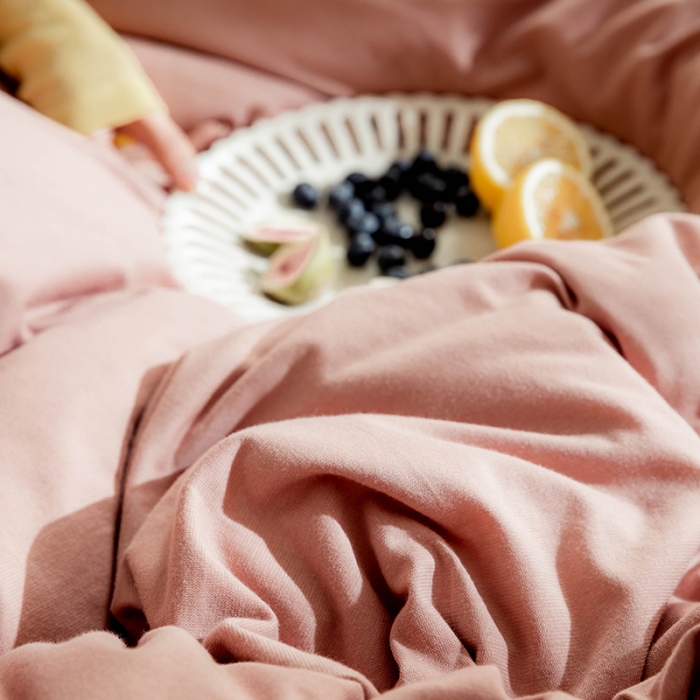 91家纺网 家纺一手货源 找家纺 华超针织 2021新款针织纯色四件套（纯色2） 紫粉