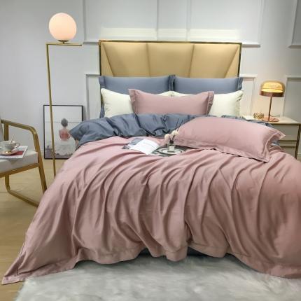 91家纺网 家纺一手货源 找家纺 十九色家纺 新款50*50撞色长绒棉高端埋线款全棉四件套 倾城