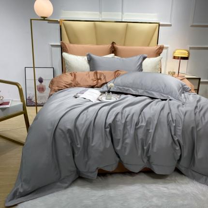 91家纺网 家纺一手货源 找家纺 十九色家纺 新款50*50撞色长绒棉高端埋线款全棉四件套 玄凤