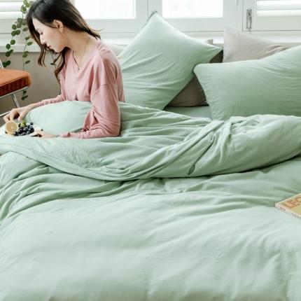 华超针织 2021新款针织纯色四件套1 豆绿