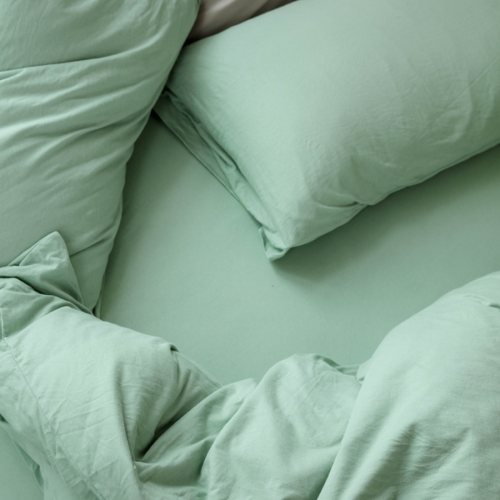 91家纺网 家纺一手货源 找家纺 华超针织 2021新款针织纯色四件套1 豆绿