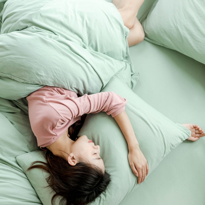 91家纺网 家纺一手货源 找家纺 华超针织 2021新款针织纯色四件套1 豆绿